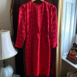 Vintage 1960's Red-Orange Geometric Dress Size 0/2